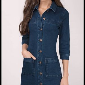 MINKPINK Breaking Ties Denim Shirt Dress in Indigo